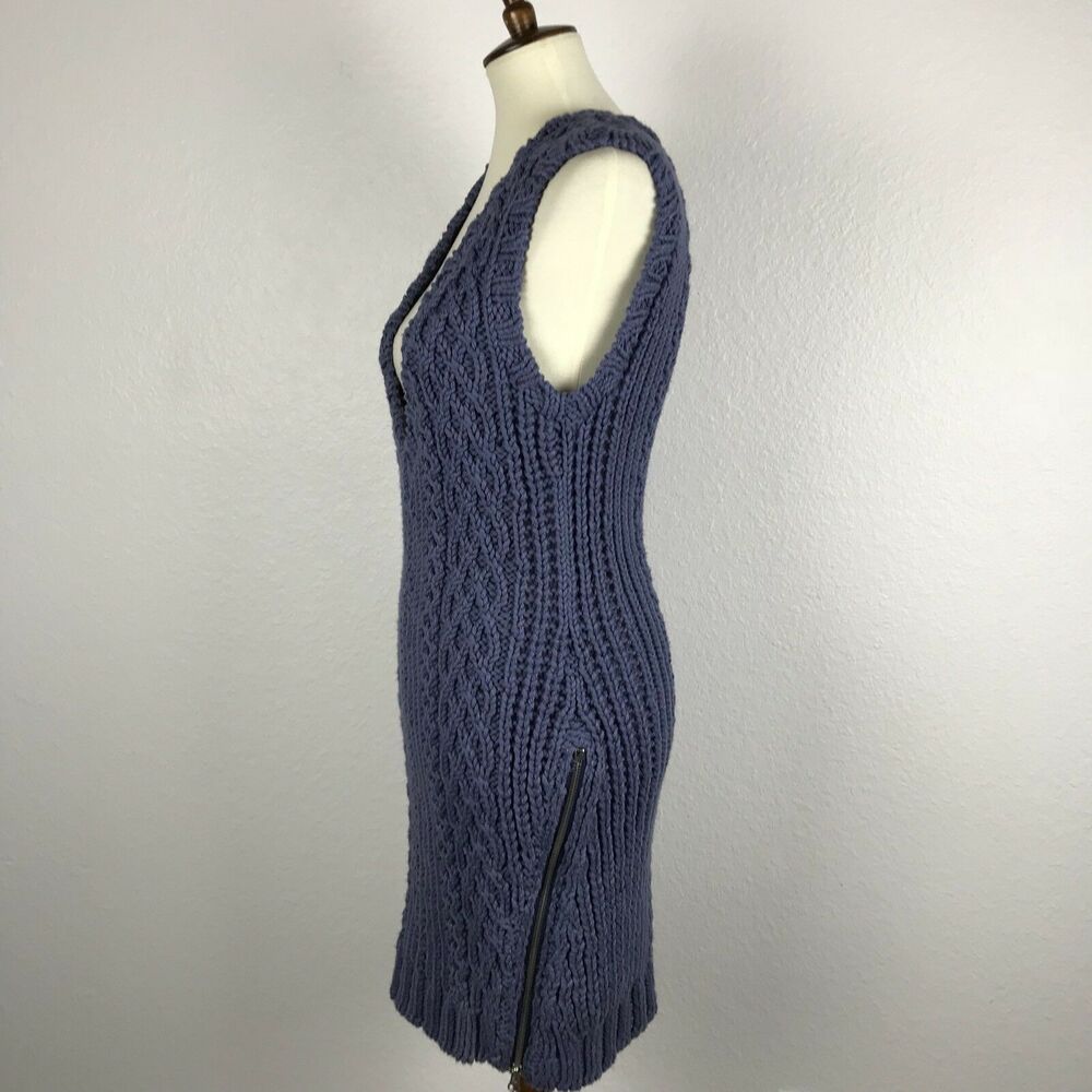 Band of Outsiders Pullover Cable Knit Bodycon Sweater Zipper Dress - Picture 6 of 12
